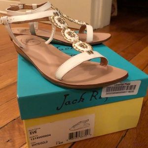 Jack Rogers White and Gold Sandals